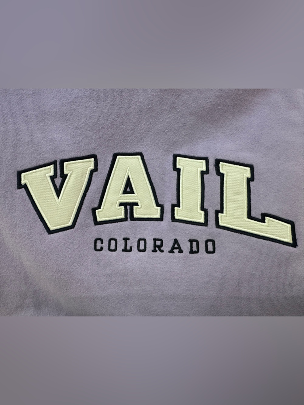 Charlies Lavender Sweatshirt with Cream and Black Lettering